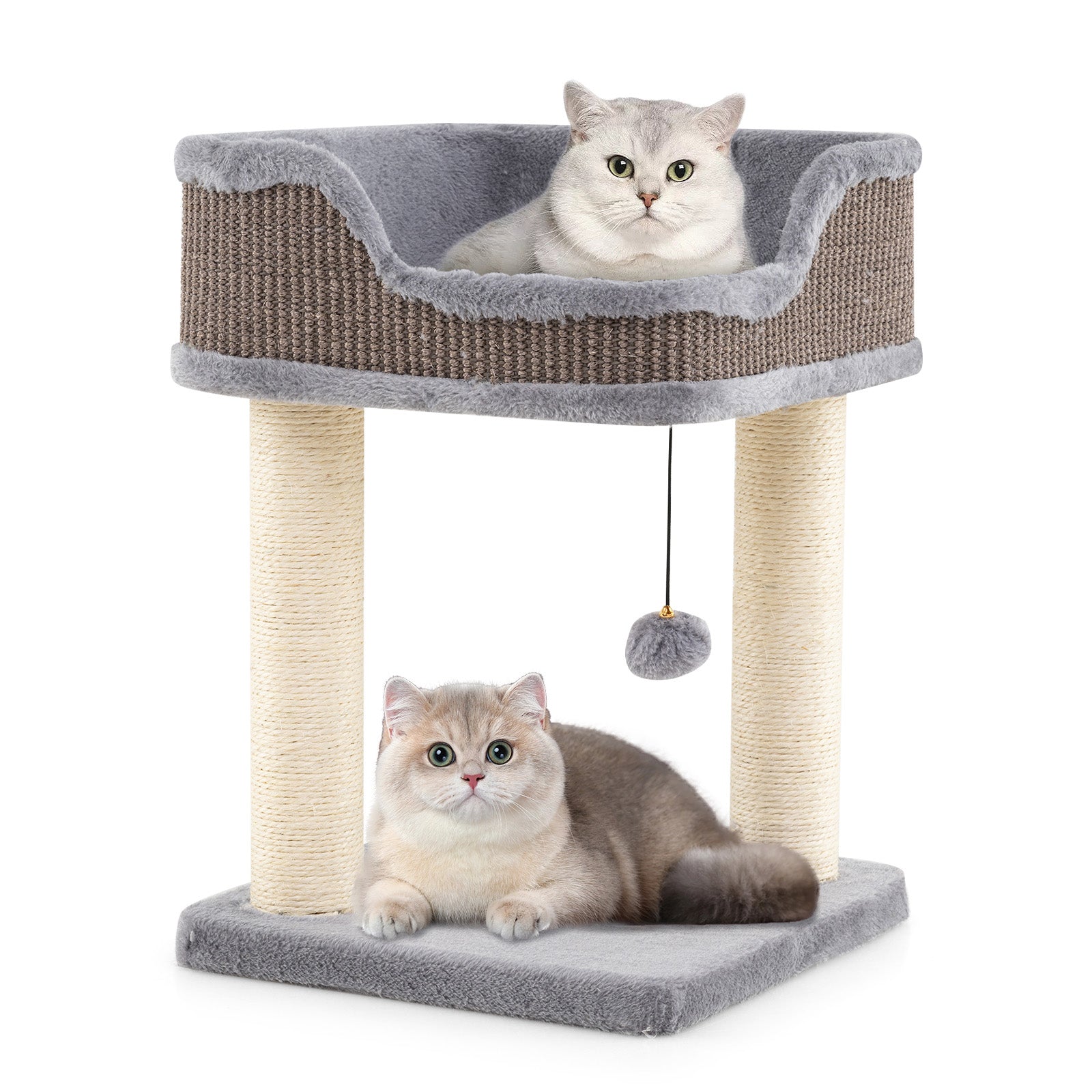 Small Cat Tree for Indoor Cats Kitty Tower with Comfy Plush Perch Sisal Scratching Posts-Gray DirectDeals