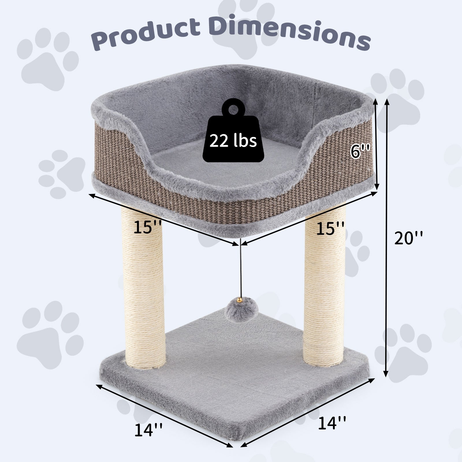 Small Cat Tree for Indoor Cats Kitty Tower with Comfy Plush Perch Sisal Scratching Posts-Gray DirectDeals