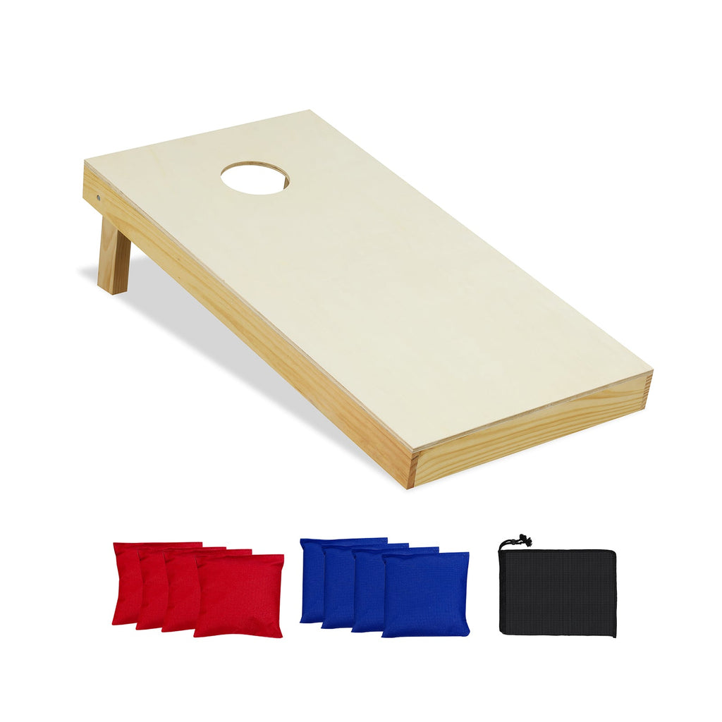 Solid Wood Cornhole Board Set Portable Corn Hole Game Board Includes 8 Bean Bags DirectDeals