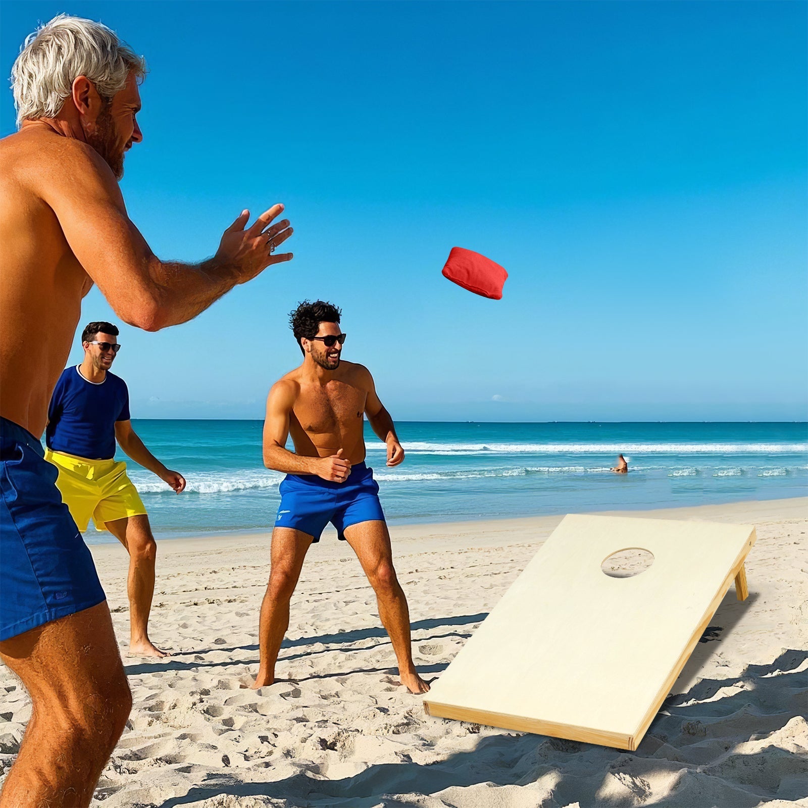 Solid Wood Cornhole Board Set Portable Corn Hole Game Board Includes 8 Bean Bags DirectDeals