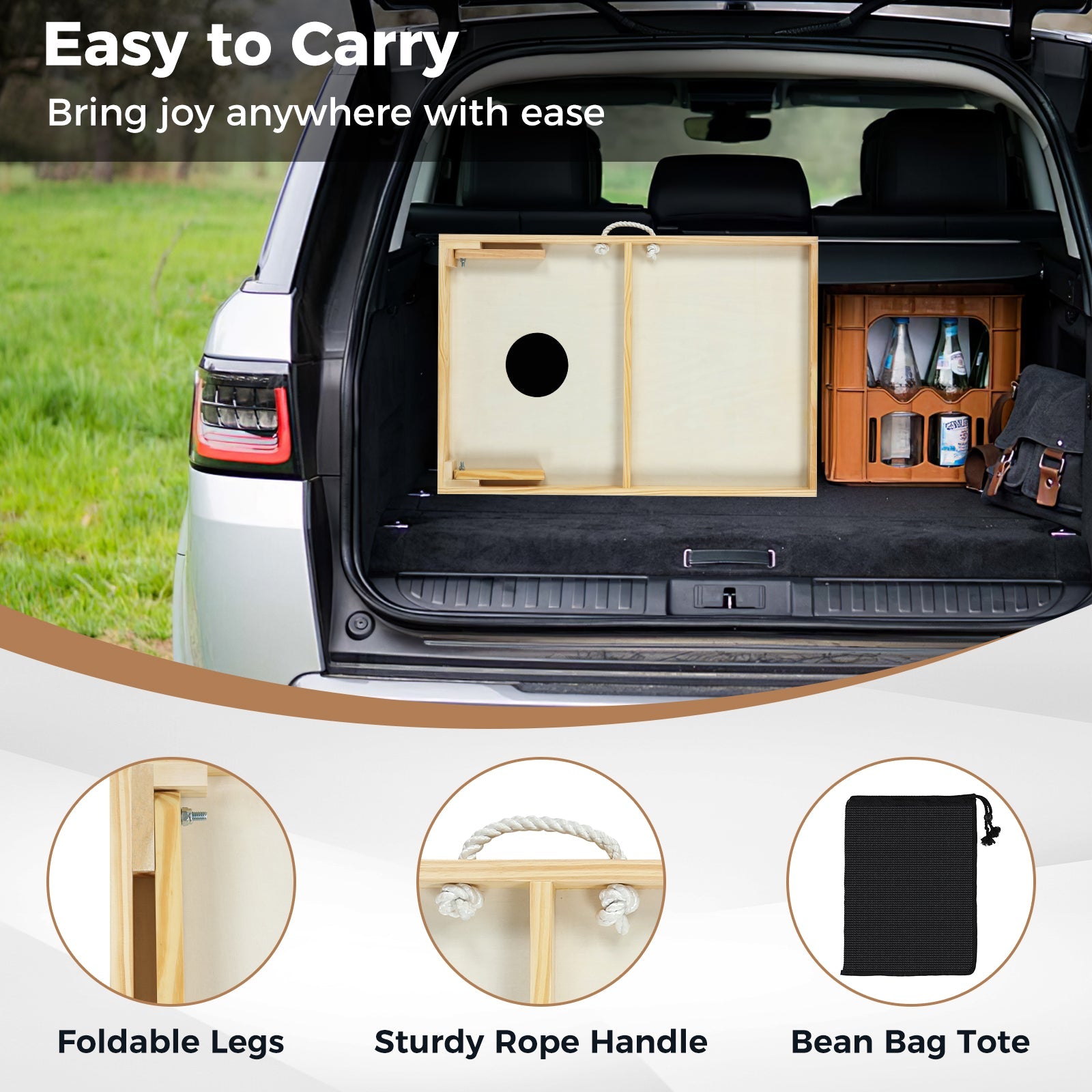 Solid Wood Cornhole Board Set Portable Corn Hole Game Board Includes 8 Bean Bags DirectDeals