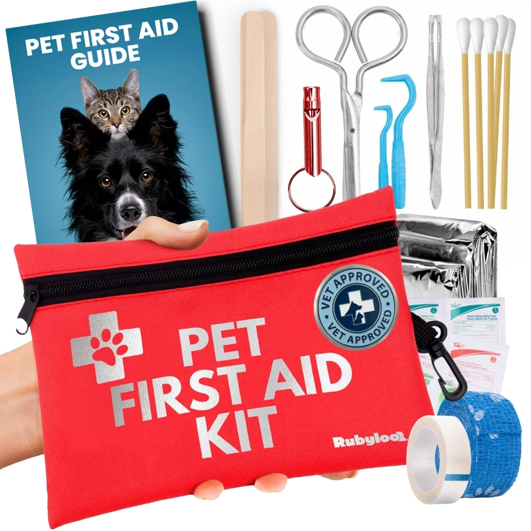 Pet First Aid Kit (Dogs & Cats) with Vet-Approved Essentials Rubyloo
