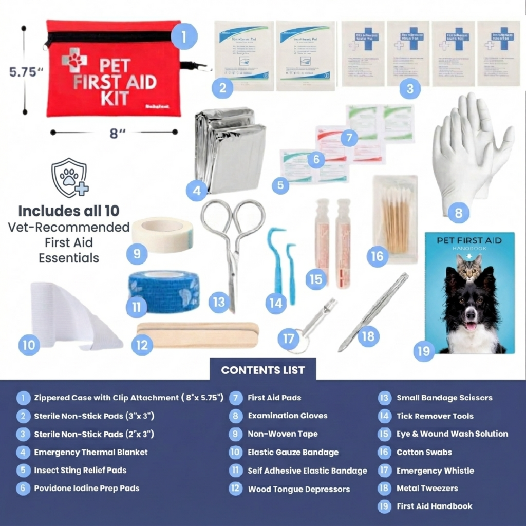 Pet First Aid Kit (Dogs & Cats) with Vet-Approved Essentials Rubyloo