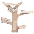 Wall-Mounted Cat Tower with Hammock Platforms and Sisal Scratching Mat-Natural DirectDeals