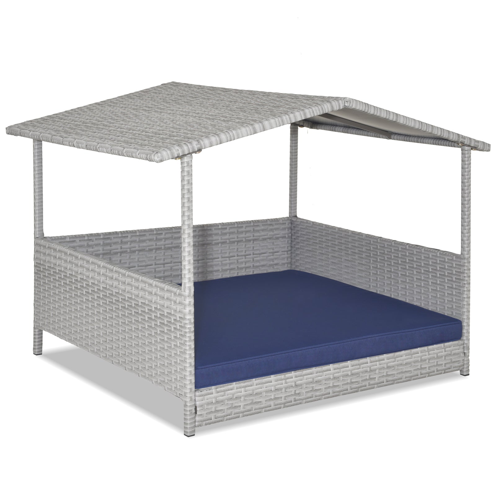 Wicker Dog House with Waterproof Roof and Washable Cushion Cover DirectDeals