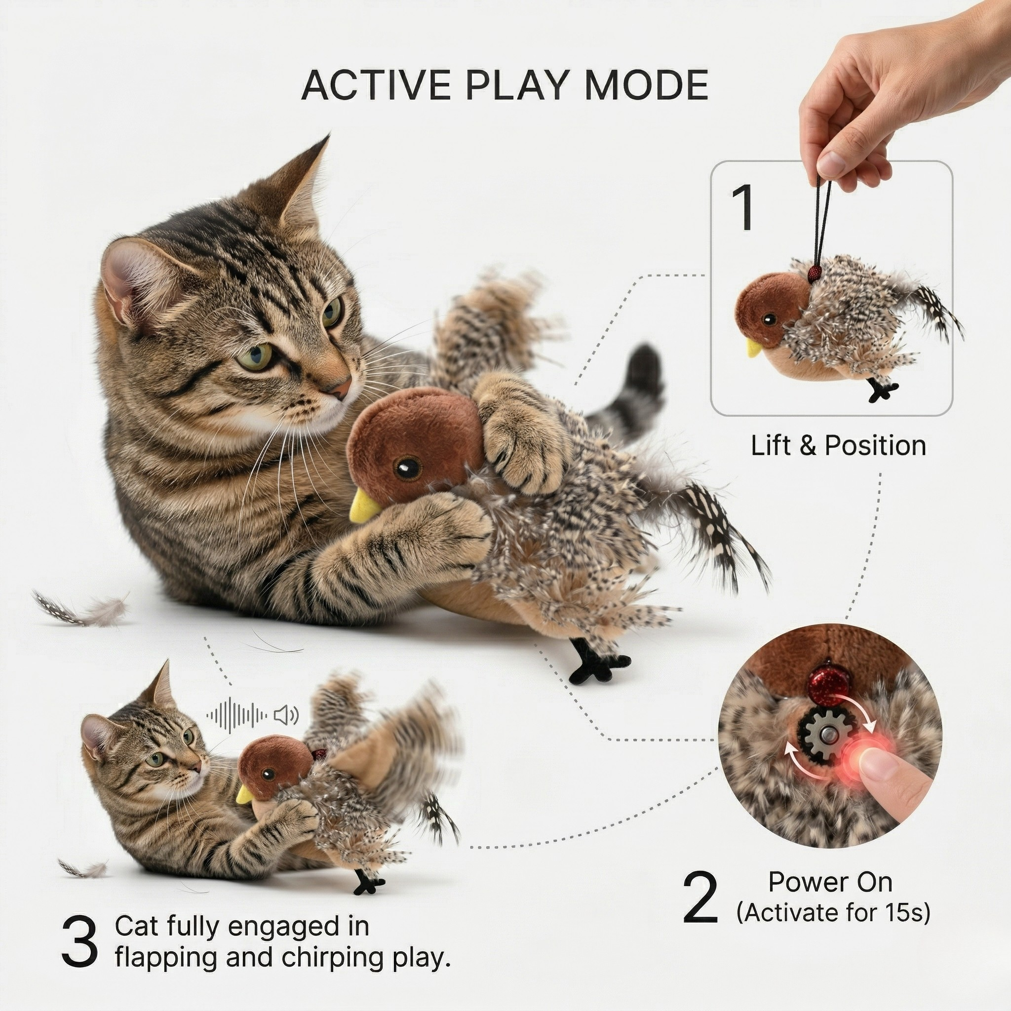 Flapping Bird Interactive Cat Toy Midfox