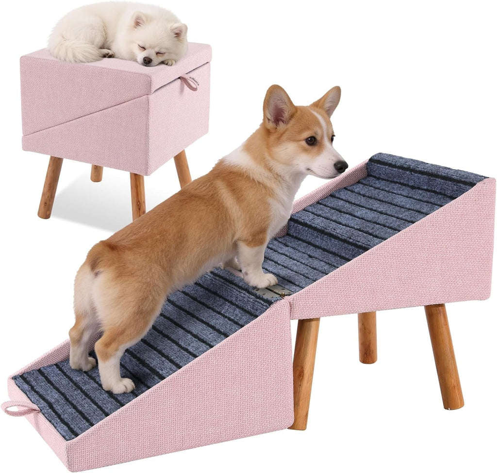 Dog Stairs for Couch 2 in 1 Foldable Pet Steps Ottoman Non Slip Wags & Whiskers Pet Supply