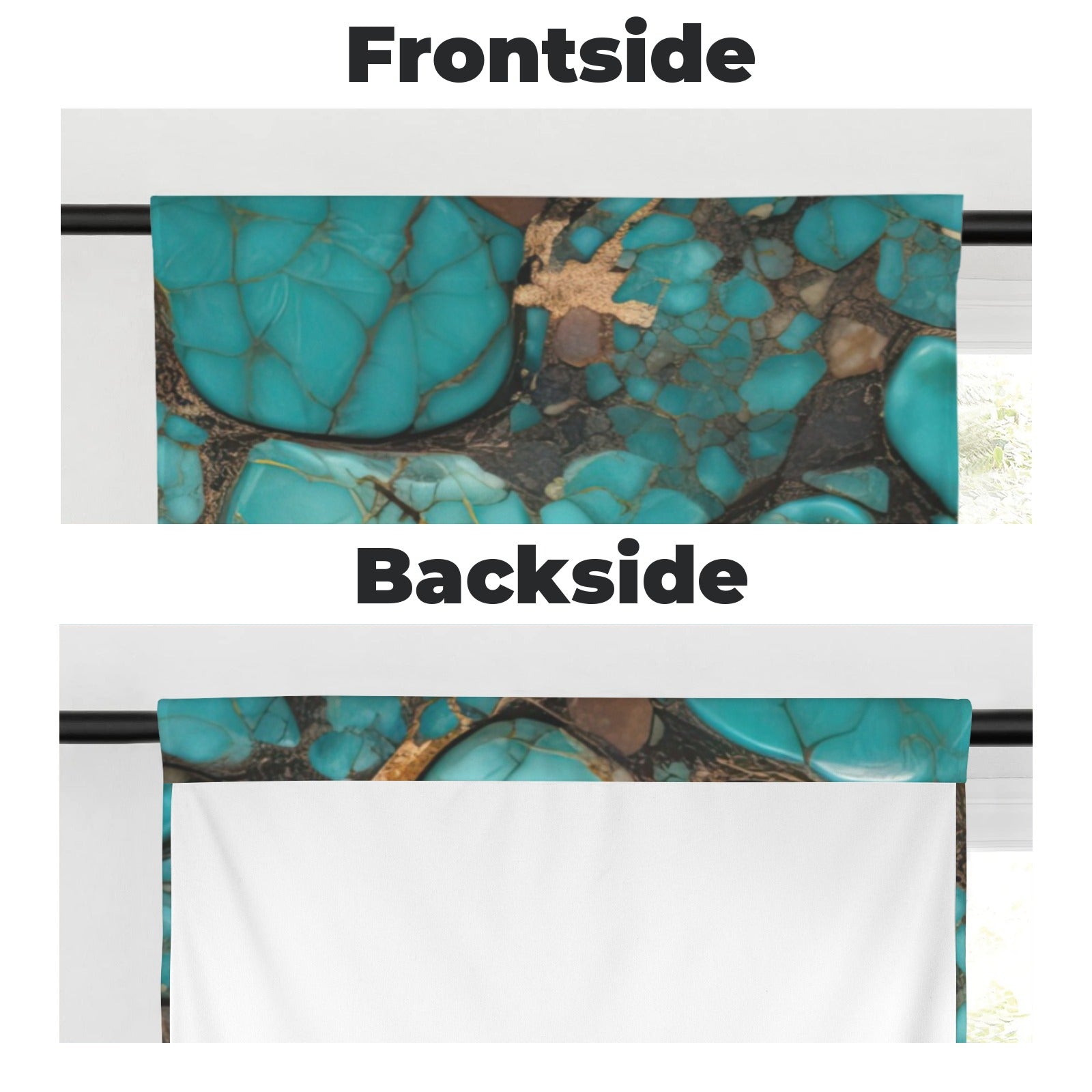 Turquoise Window Curtains 28"x40" (2-Piece) Made in America Baha Ranch Western Wear