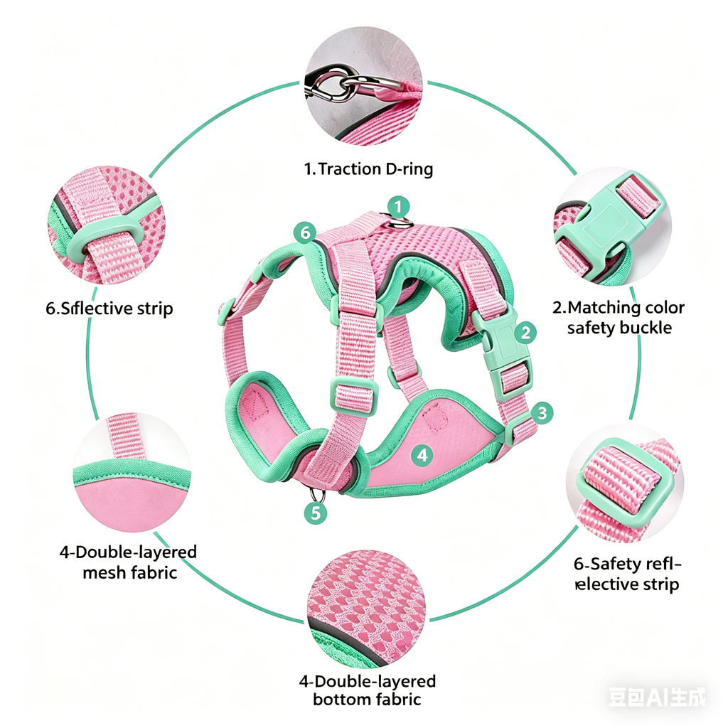 Reflective Pet Harness and Leash Set Adjustable Soft Mesh Vest for Cats and Dogs Jane's Pet Boutique