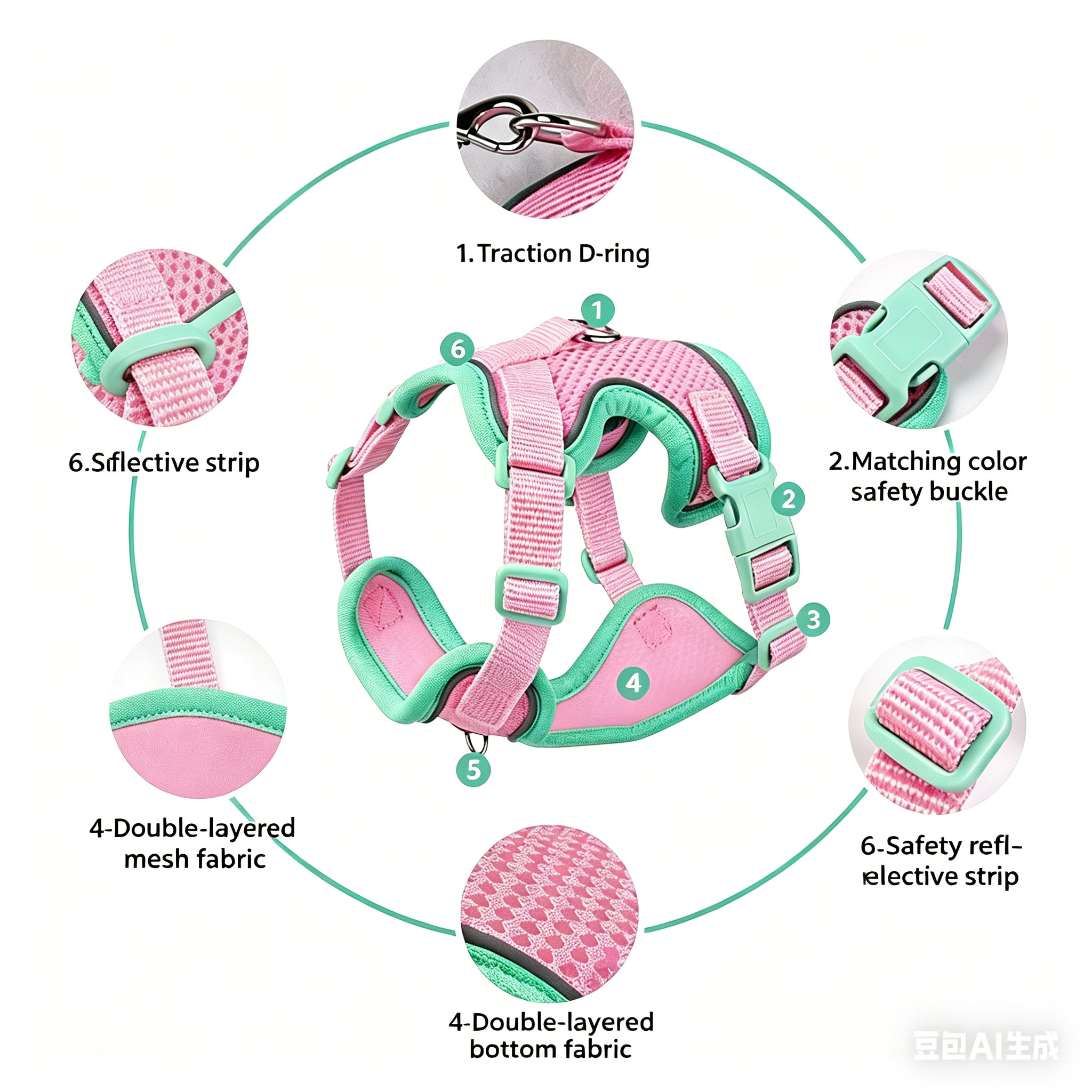 Reflective Pet Harness and Leash Set Adjustable Soft Mesh Vest for Cats and Dogs Jane's Pet Boutique