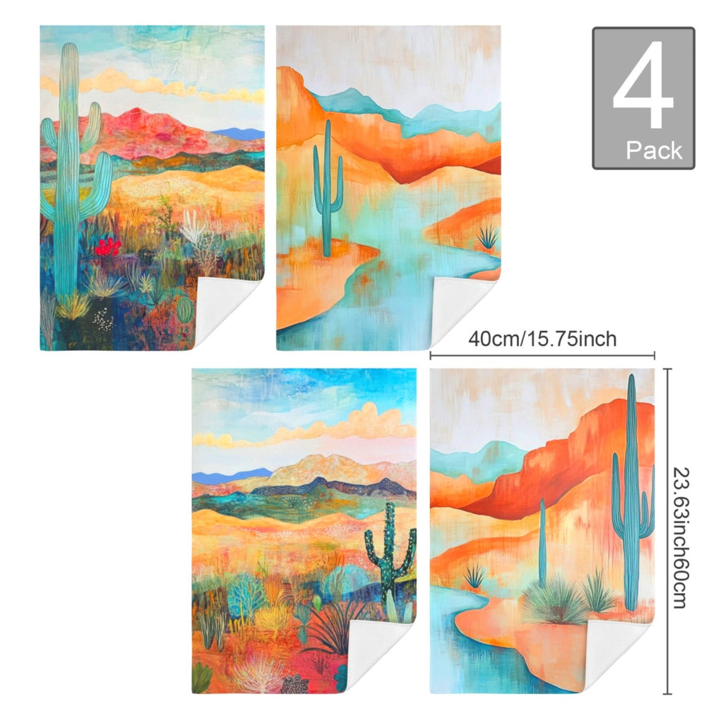 Desert Dreaming Set of 4 Kitchen Dish Towels Made in America Baha Ranch Western Wear
