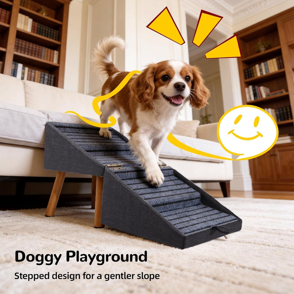 Dog Stairs for Couch 2 in 1 Foldable Pet Steps Ottoman Non Slip Wags & Whiskers Pet Supply