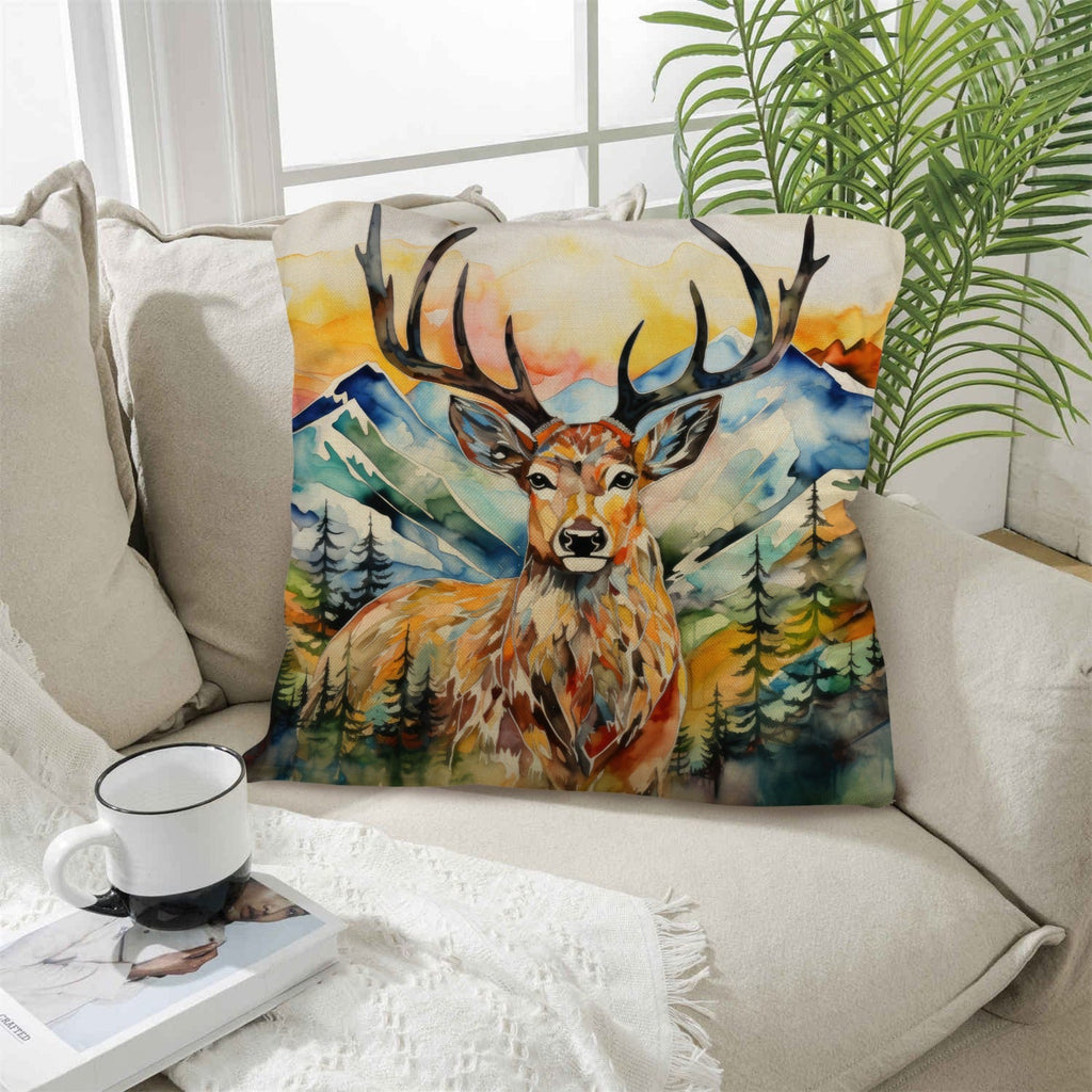 Watercolor Buck Hunting Pillow Case Made In America Baha Ranch Western Wear