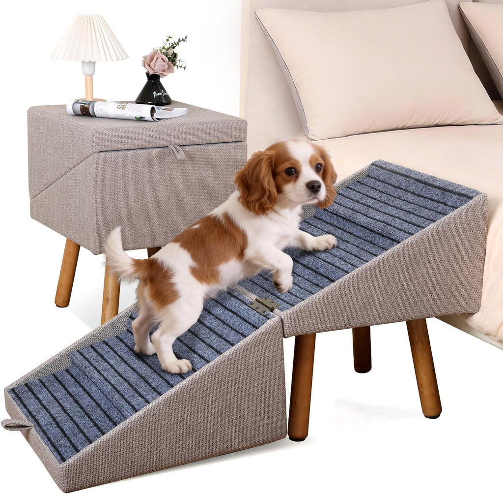 Dog Stairs for Couch 2 in 1 Foldable Pet Steps Ottoman Non Slip Wags & Whiskers Pet Supply