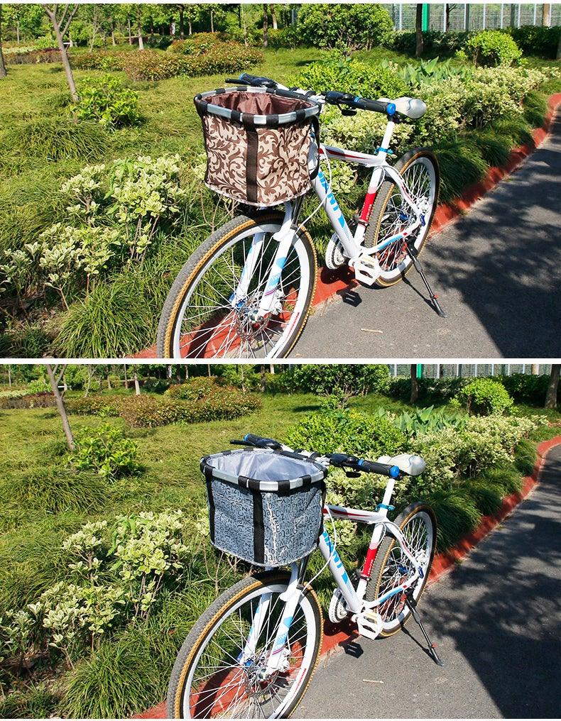 Bicycle Basket Handlebar Cycling Carryings Holder Bike Riding Pouch Cycle Biking Front Baggage Bag Load Bike Basket Detachable Bicycle Basket Folding Small Pet Cat Dog Carrier Front Handlebar Basket For Most Mountain Bikes And Bicycles Easy Install Stevvex