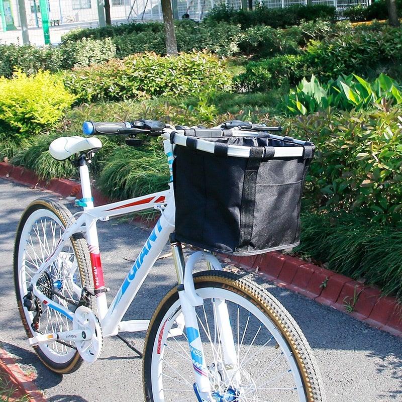 Bicycle Basket Handlebar Cycling Carryings Holder Bike Riding Pouch Cycle Biking Front Baggage Bag Load Bike Basket Detachable Bicycle Basket Folding Small Pet Cat Dog Carrier Front Handlebar Basket For Most Mountain Bikes And Bicycles Easy Install Stevvex