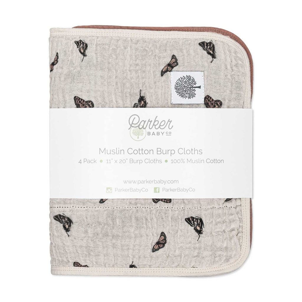 Butterfly Set - Muslin Burp Cloths (4 Pack) Parker Baby Co.