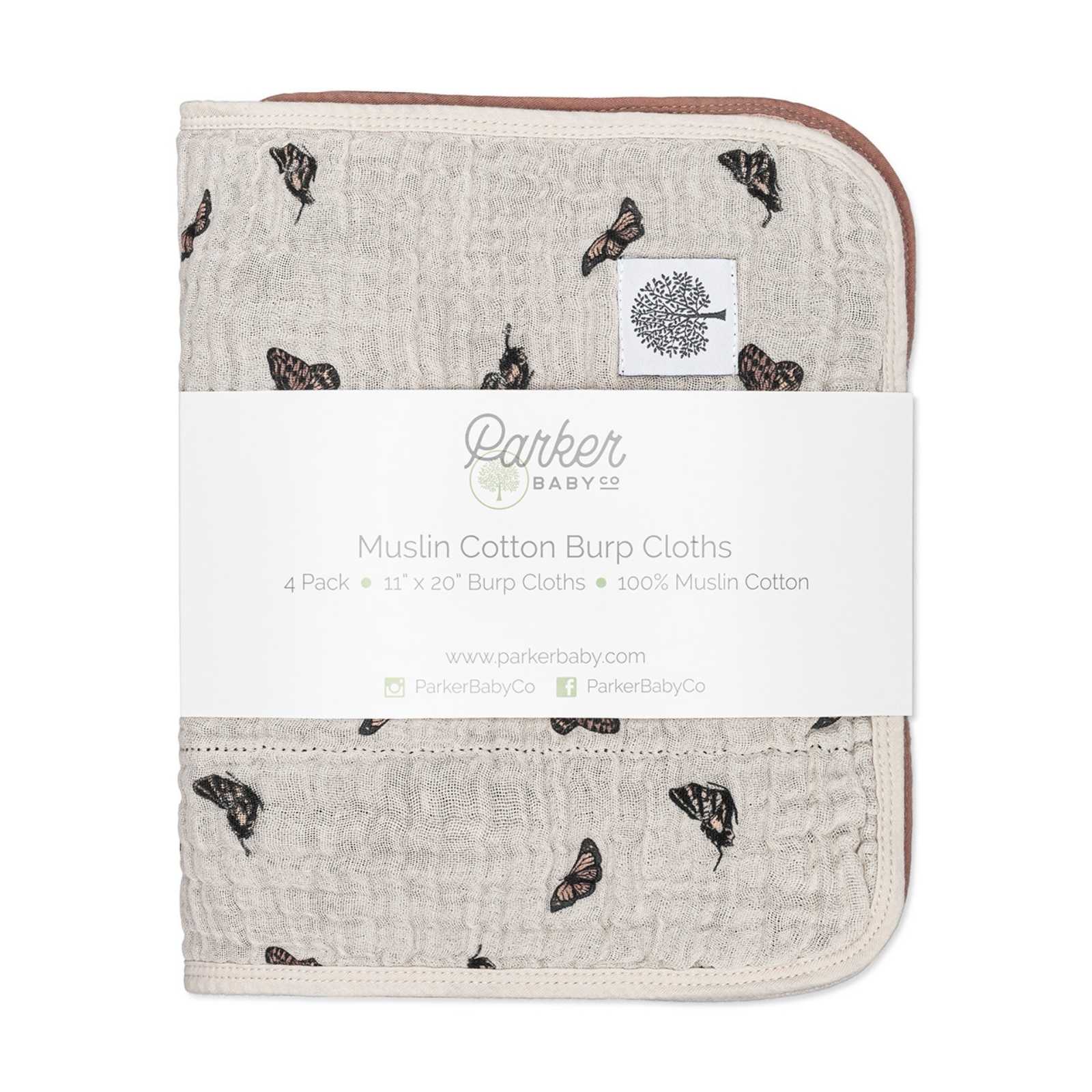 Butterfly Set - Muslin Burp Cloths (4 Pack) Parker Baby Co.