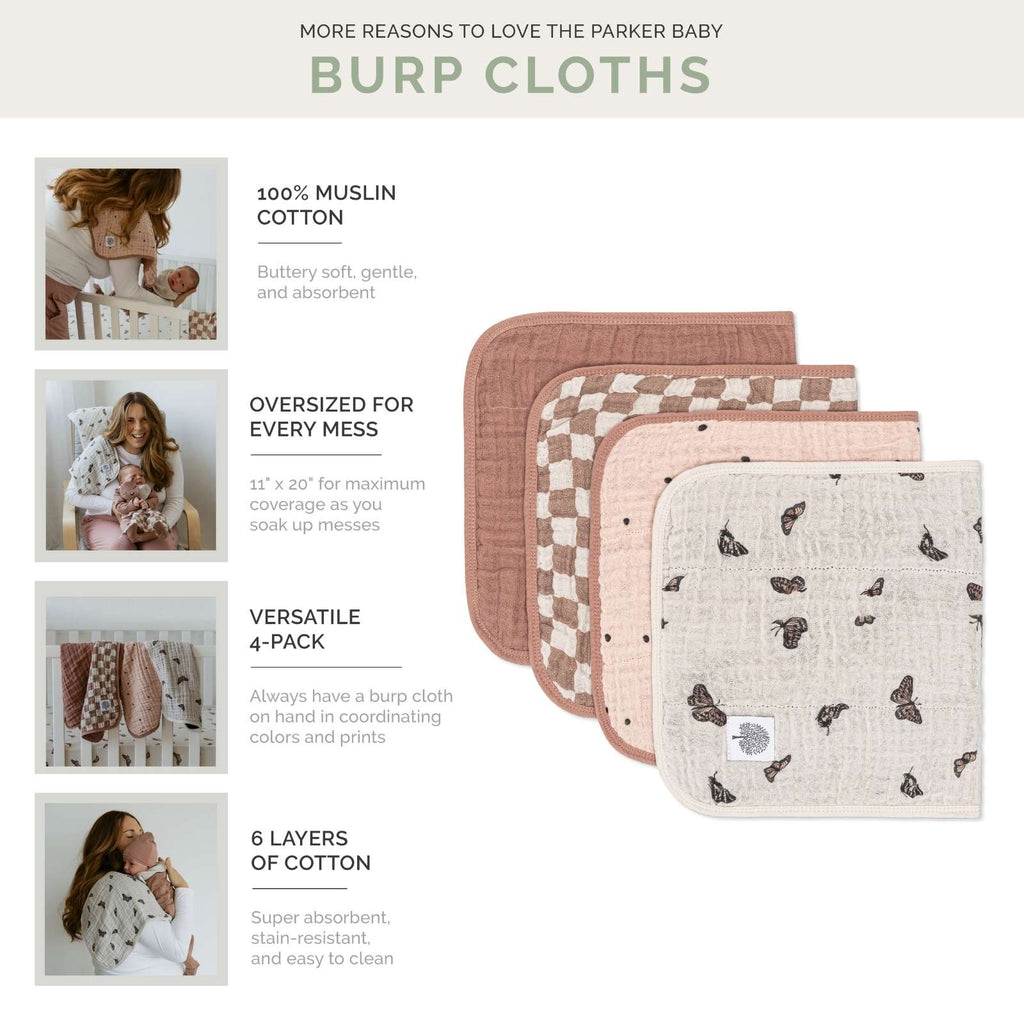 Butterfly Set - Muslin Burp Cloths (4 Pack) Parker Baby Co.