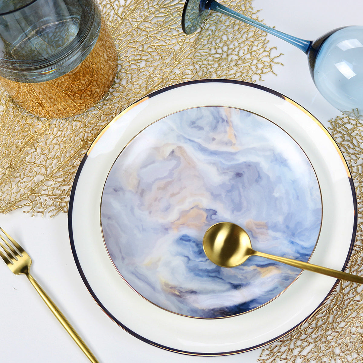 Blue Cloud China Dinnerware Set little white dish