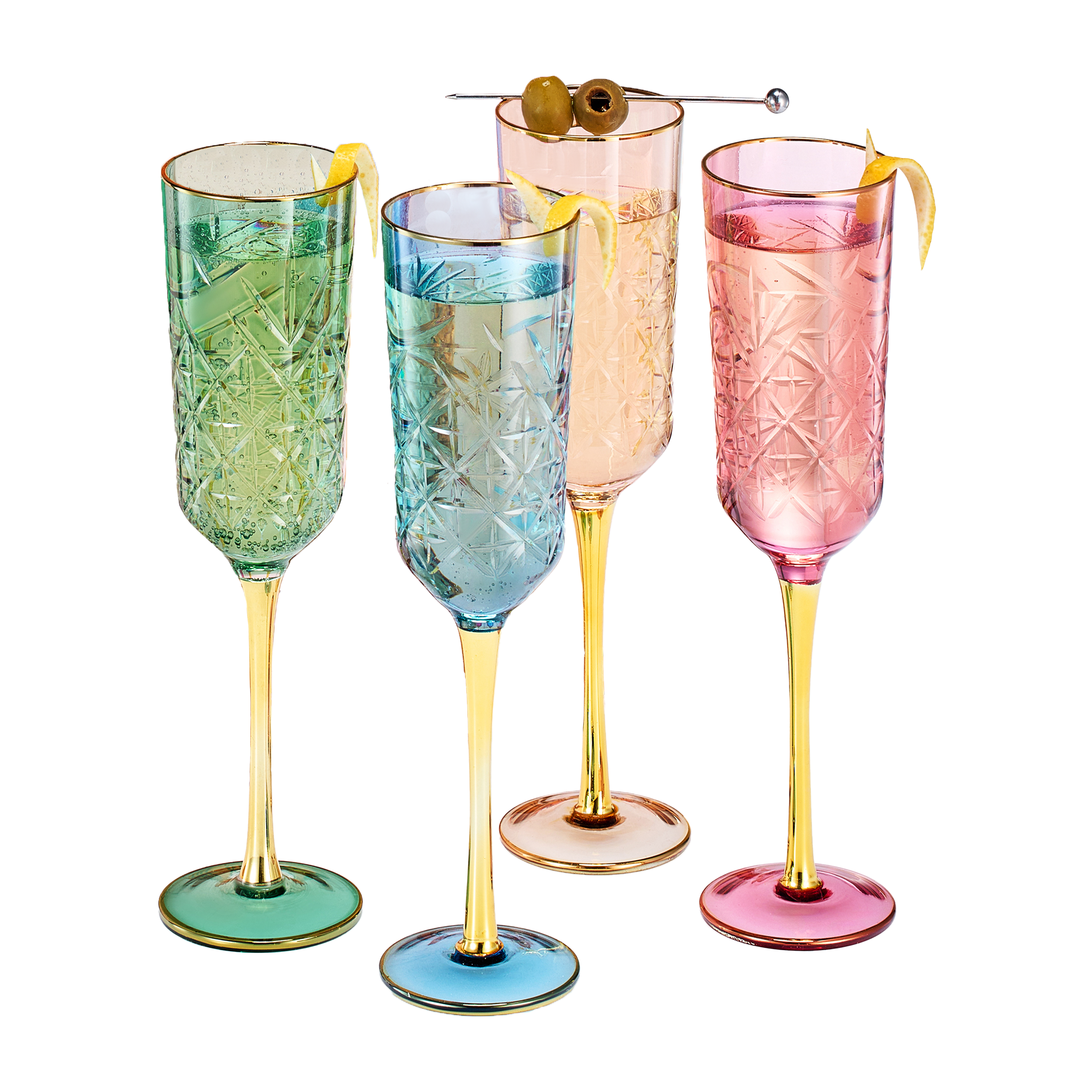 Duomo Champagne Flute Glassware, Set of 4 Khen Site