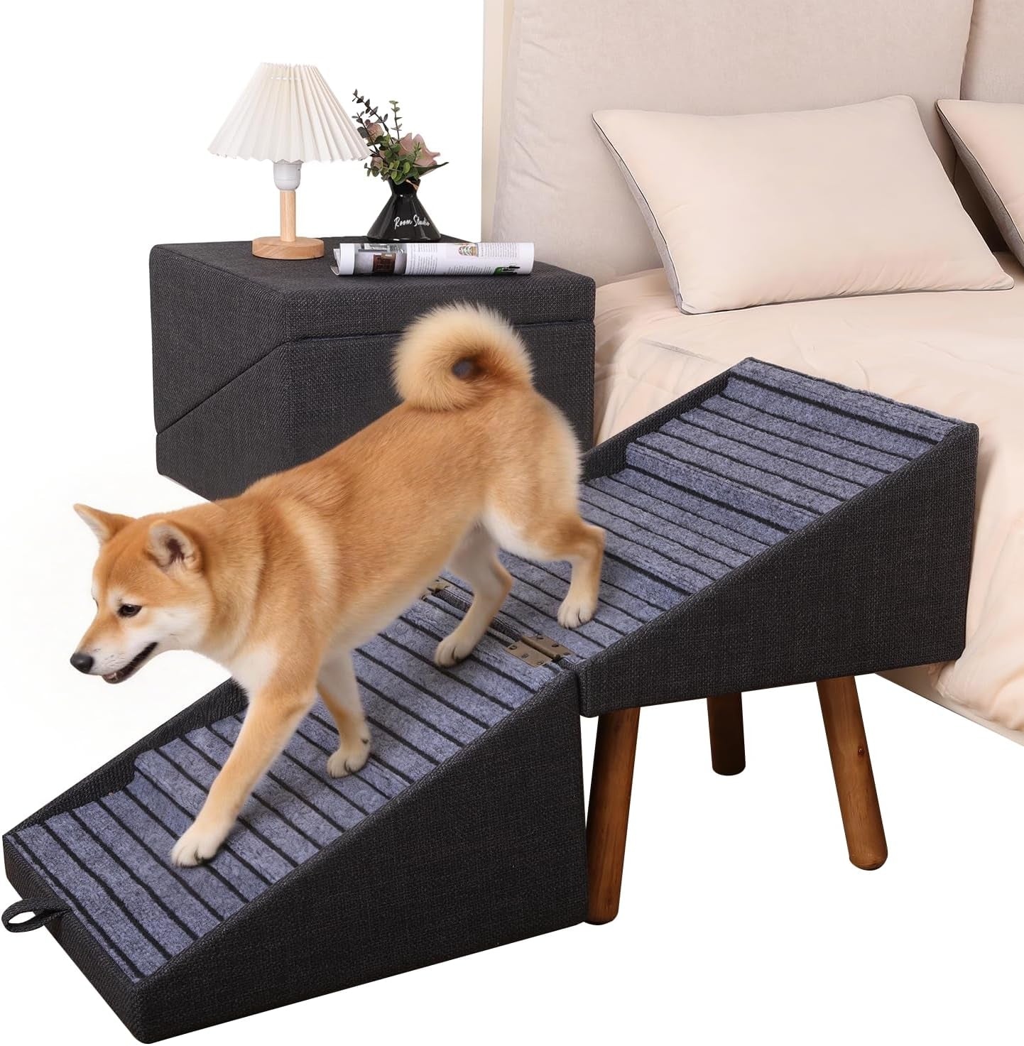 Dog Stairs for Couch 2 in 1 Foldable Pet Steps Ottoman Non Slip Wags & Whiskers Pet Supply