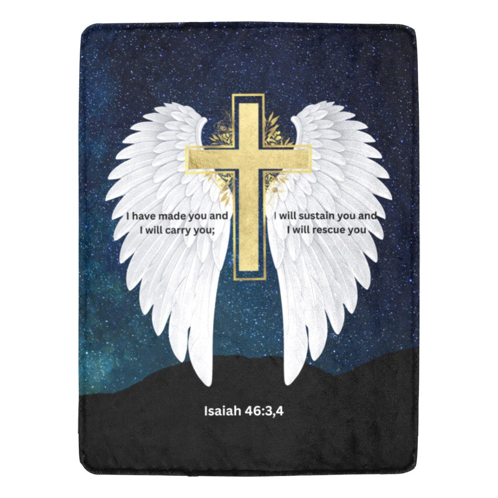 I Will Rescue You Angel Wings Throw Blanket 60" x 80" Made in America Baha Ranch Western Wear