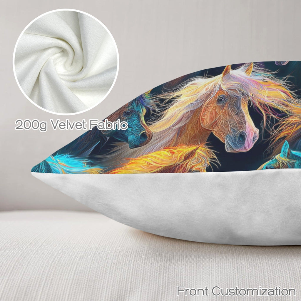 Baha Ranch Velvety Soft Colorful Horses Pillow Cover Made in America Baha Ranch Western Wear