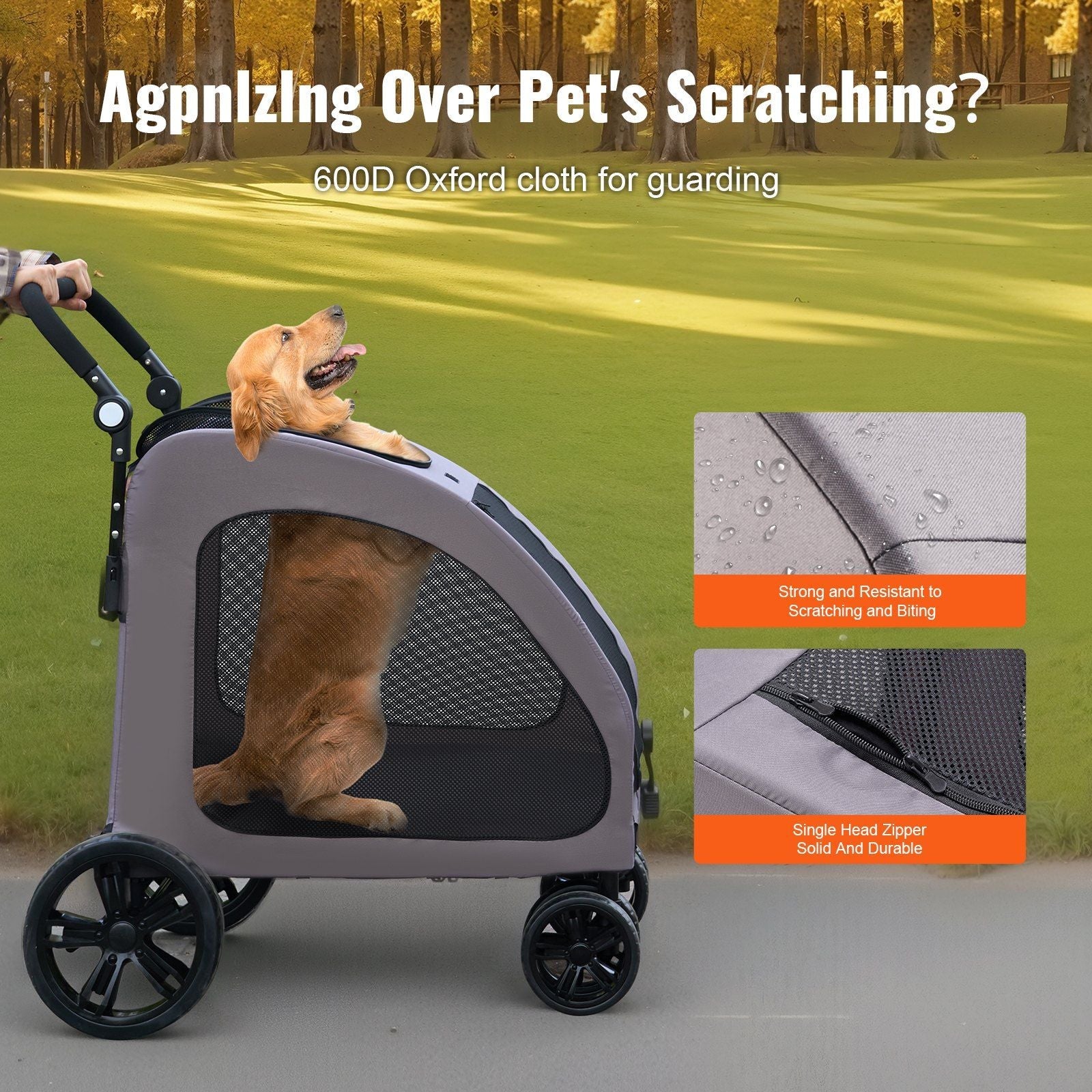 Pet Stroller - 4-Wheels Dog Stroller Carrier 160lbs Weight Capacity Portable Berry Charmz