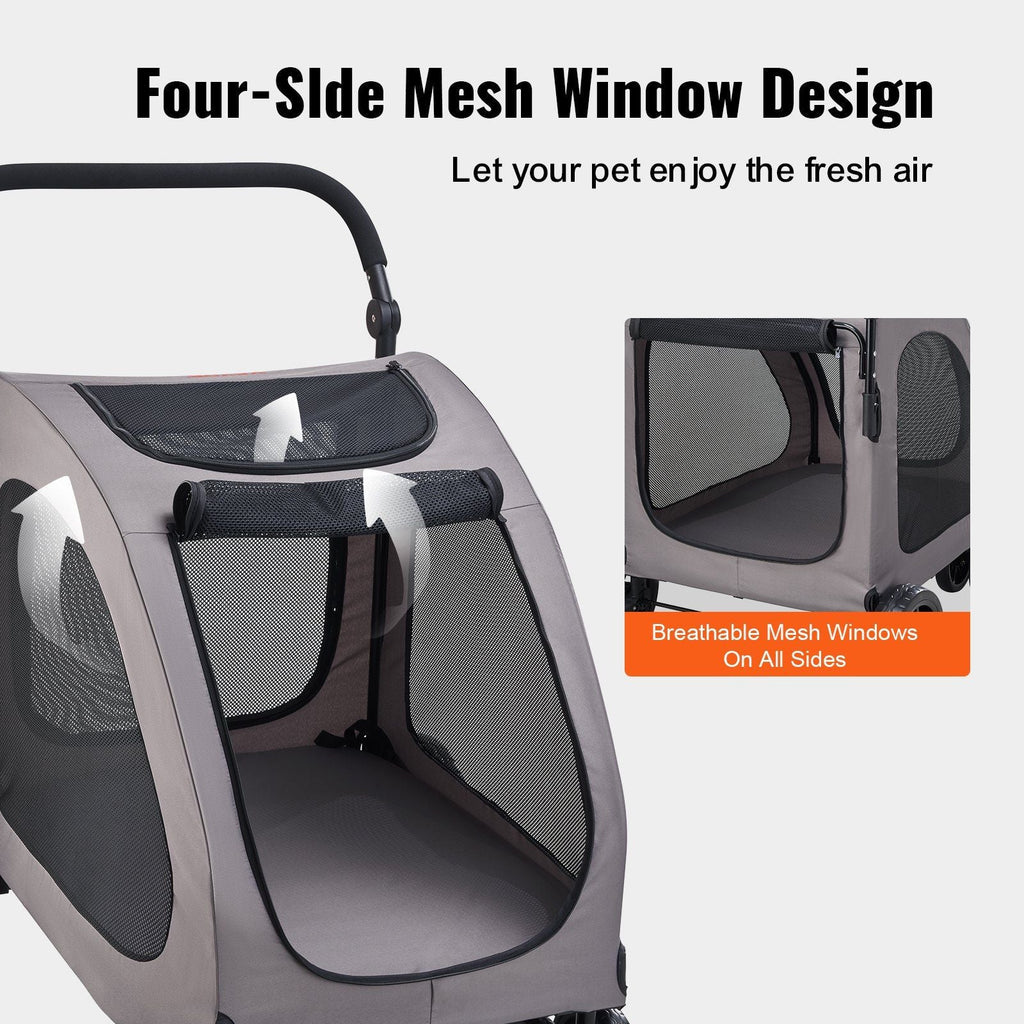 Pet Stroller - 4-Wheels Dog Stroller Carrier 160lbs Weight Capacity Portable Berry Charmz