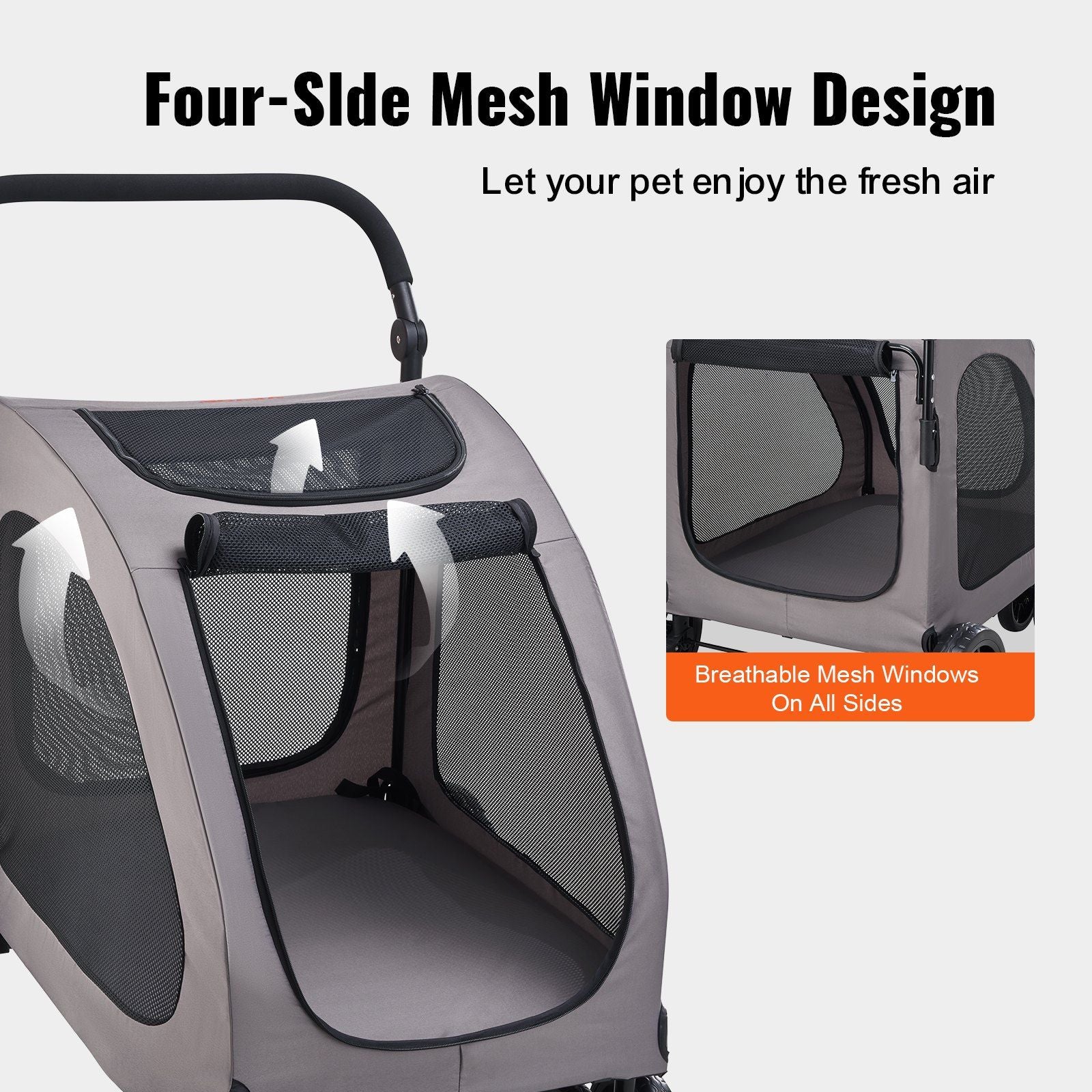 Pet Stroller - 4-Wheels Dog Stroller Carrier 160lbs Weight Capacity Portable Berry Charmz
