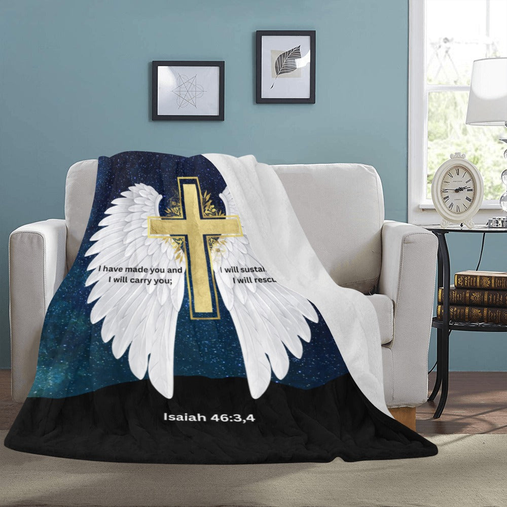 I Will Rescue You Angel Wings Throw Blanket 60" x 80" Made in America Baha Ranch Western Wear