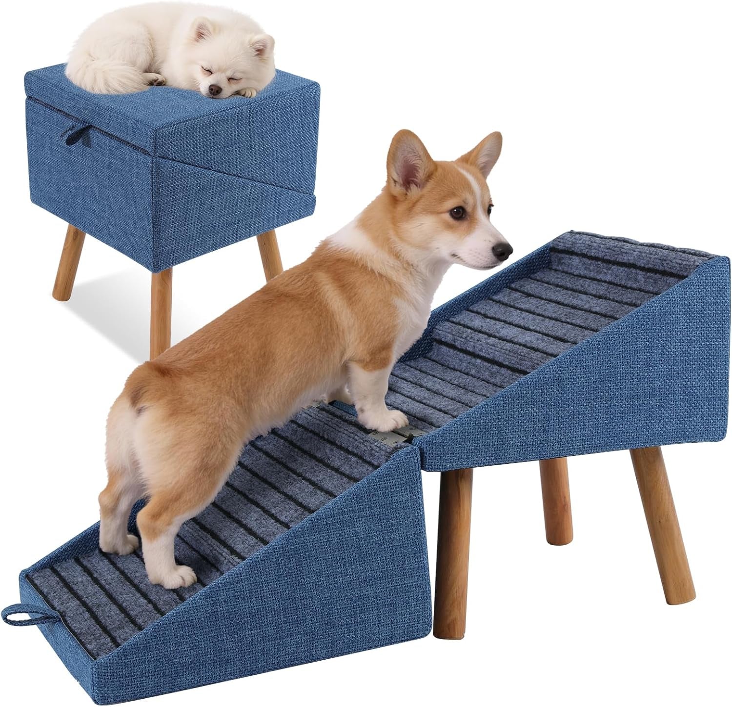 Dog Stairs for Couch 2 in 1 Foldable Pet Steps Ottoman Non Slip Wags & Whiskers Pet Supply