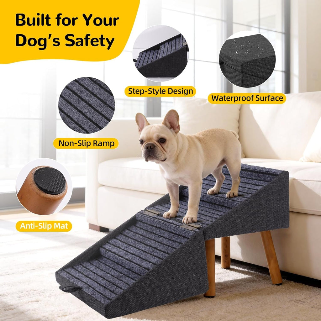 Dog Stairs for Couch 2 in 1 Foldable Pet Steps Ottoman Non Slip Wags & Whiskers Pet Supply