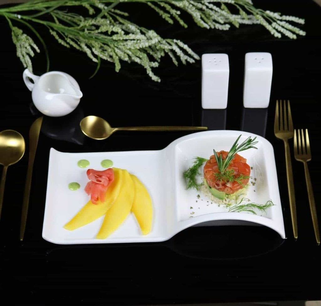 China Sectional Salad Plate Set little white dish
