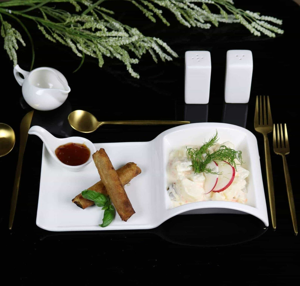 China Sectional Salad Plate Set little white dish