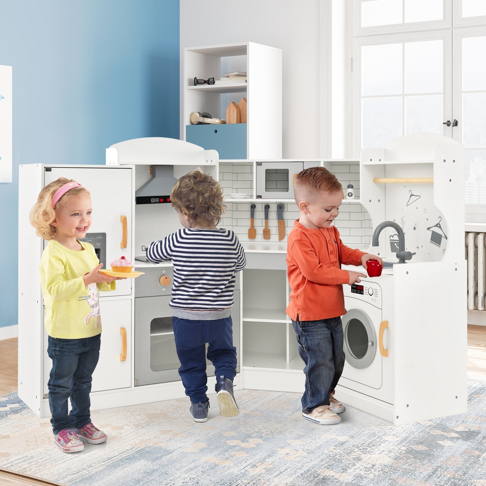 Kids Play Kitchen with Washing Machine and Ice Maker GBruno Store
