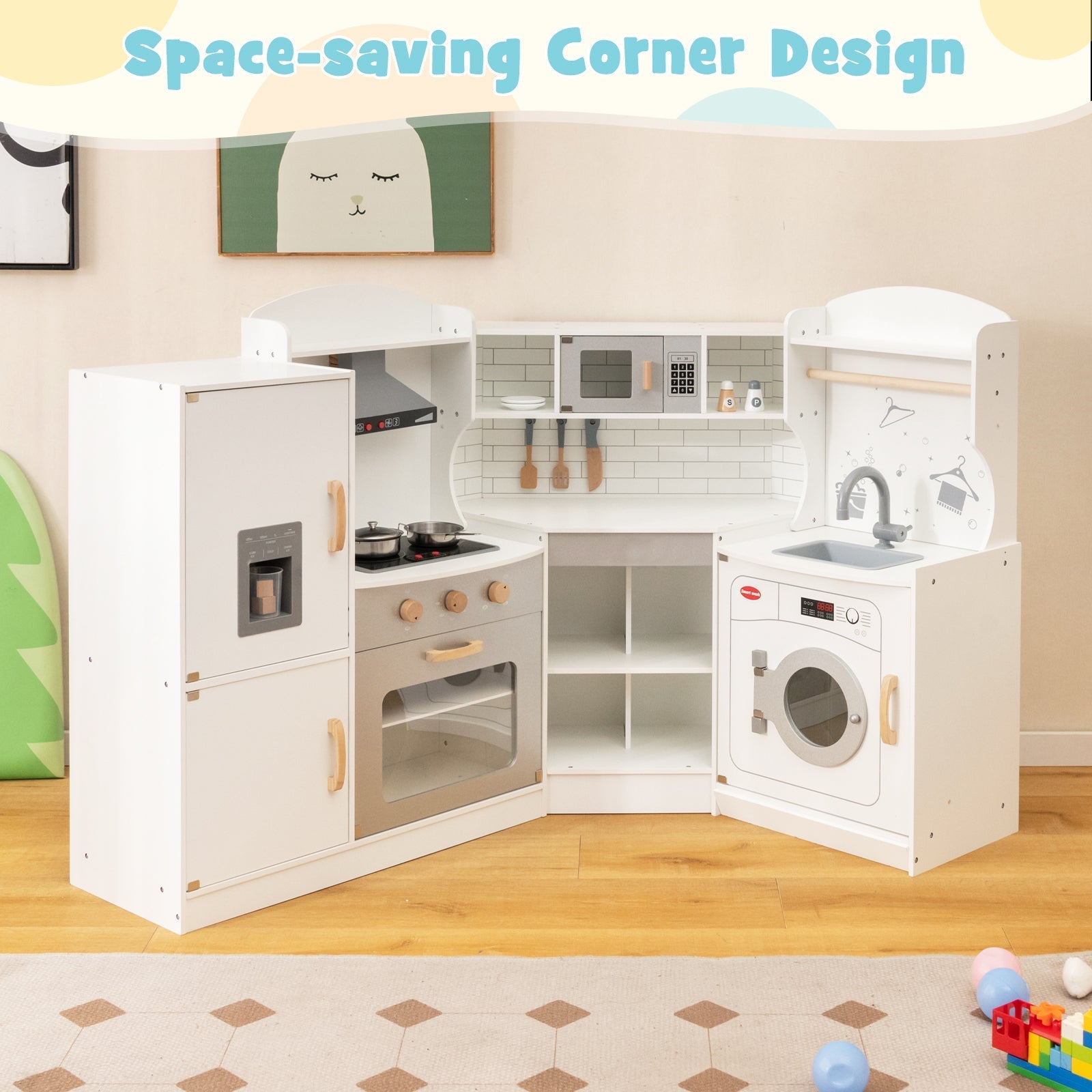 Kids Play Kitchen with Washing Machine and Ice Maker GBruno Store