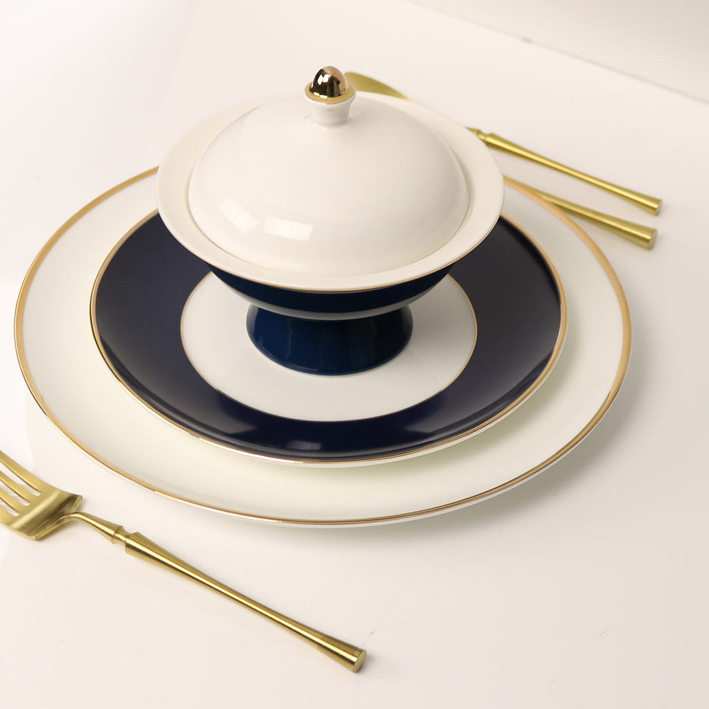 Navy Versaille Soup Bowl-Set of 4 little white dish