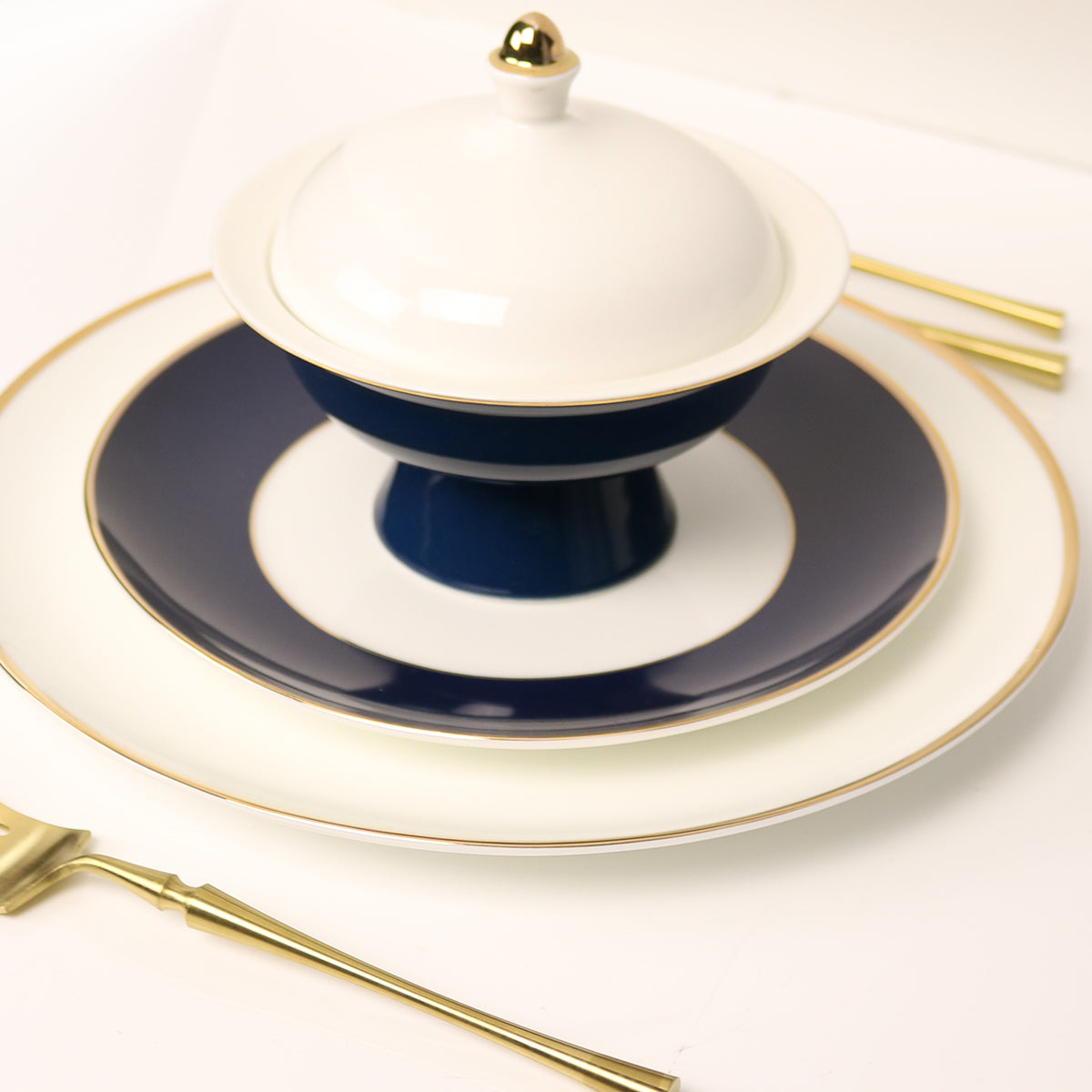 Navy Versaille Soup Bowl-Set of 4 little white dish