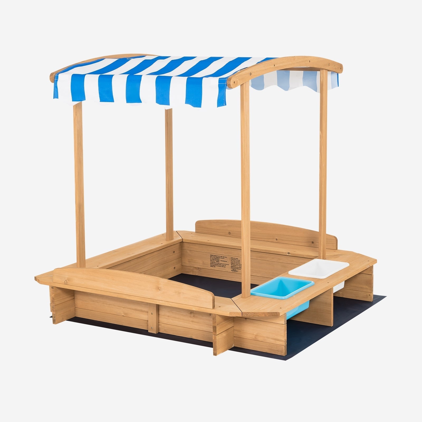 Kids Wooden Sandbox with Striped Canopy GBruno Store