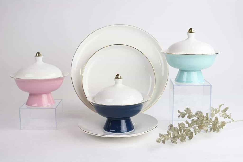 Navy Versaille Soup Bowl-Set of 4 little white dish
