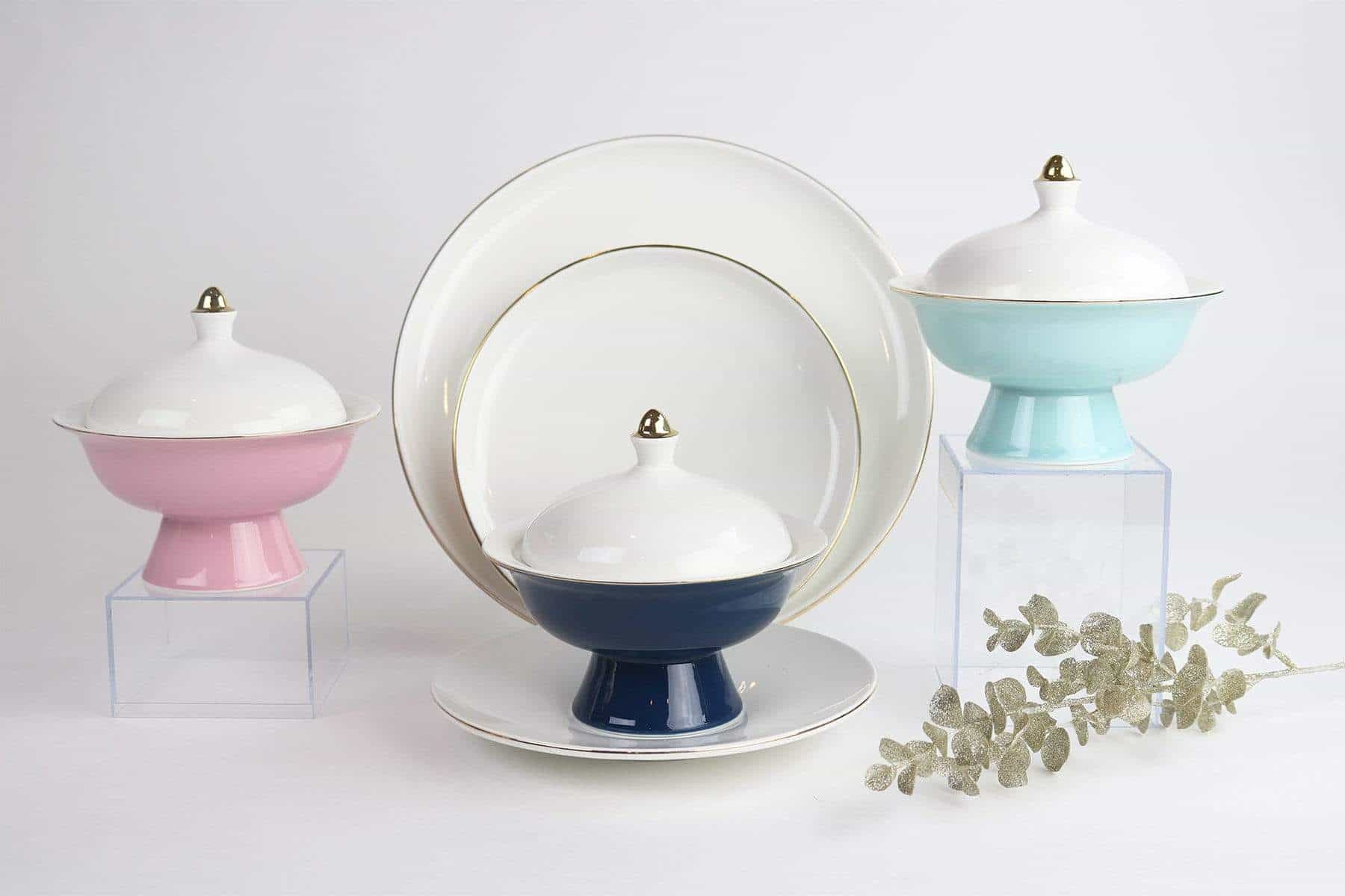 Navy Versaille Soup Bowl-Set of 4 little white dish